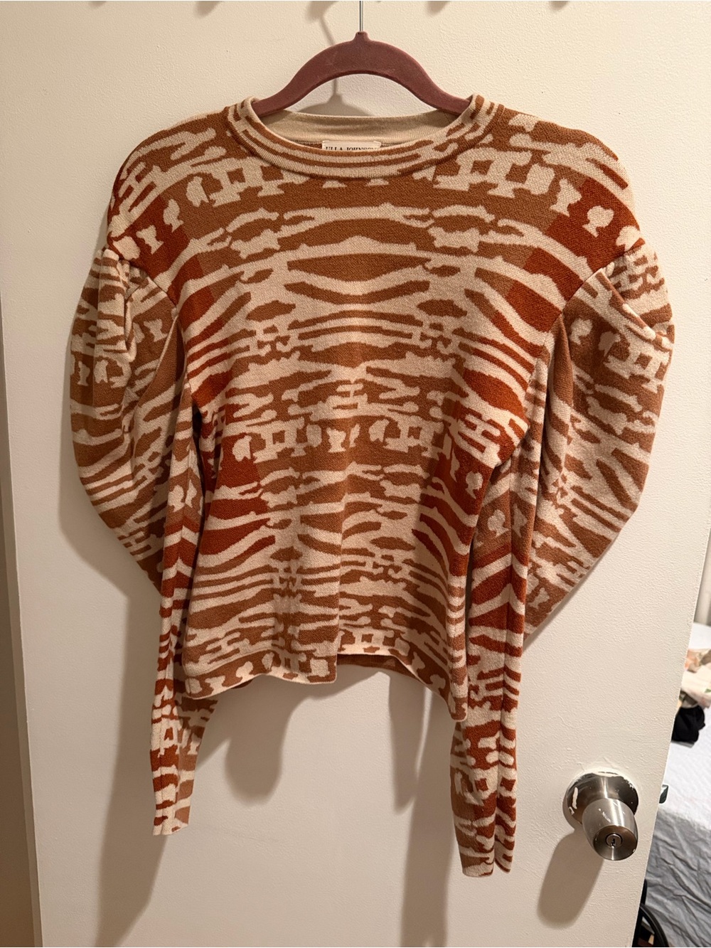 Ulla Johnson Tan & Cream Abstract Stripe Pullover